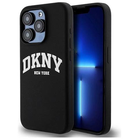 Dkny Custodia In Silicone Liquido Bianca Con Logo Stampato Magsafe Per Iphone 13 Pro / 13 - Nera - Foto 1