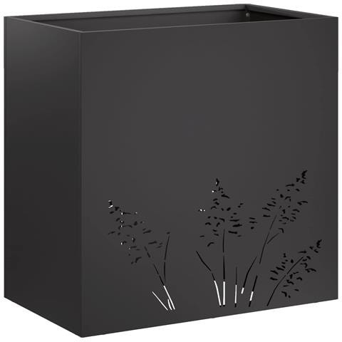 Vaso da giardino Nero 50 x 30 x 49 cm Acciaio laminato a freddo - Foto 1