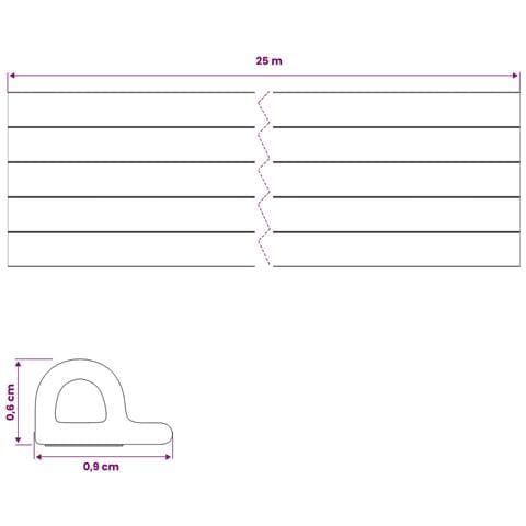 Nastro adesivo per finestre Nero 9 x 6 mm 25 m Schiuma EPDM - Foto 7
