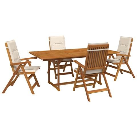 Set da pranzo da esterno con ombrellone 6 pz Bianco Crema - Foto 1