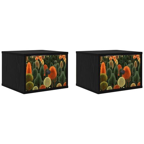 Mobiletto da comodino a parete ZAANDAM 2 pz Rovere Nero - Foto 1