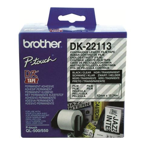 Nastro Etichette per Stampanti Nero su Trasparente 6.2 x 1524 cm DK22113 - Foto 2