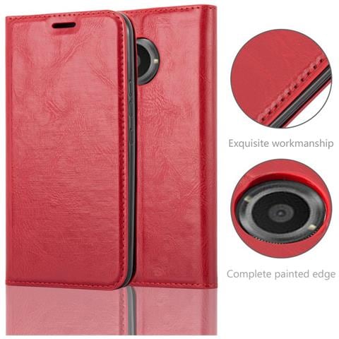 Custodia Compatibile Con Motorola Moto X2 In Rosso Mela - Coperchio Protettiva Con Chiusura Magnetica, Funzione Stand E Tasca Per Le Carte - Foto 2