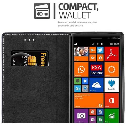 Custodia Compatibile Con Nokia Lumia 830 In Blu Scuro Marrone - Coperchio Protettiva Con Chiusura Magnetica, Funzione Stand E Tasca Per Le Carte - Foto 9