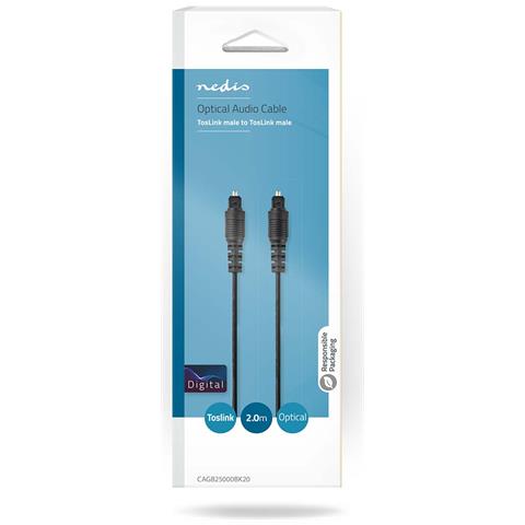 Cavo Audio Ottico Toslink Maschio-maschio 2m Trasmissione Digitale, Nero - Foto 6