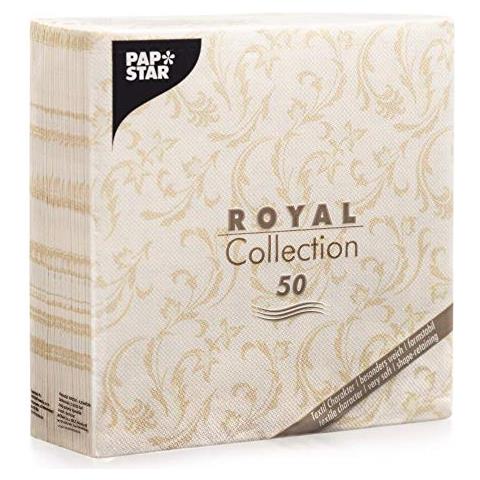 , 50 Tovaglioli ""royal Collection"", Piegatura 1/4, 40 Cm X 40 Cm, Champagne ""damascato"", #84995 - Foto 1