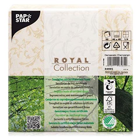 , 50 Tovaglioli ""royal Collection"", Piegatura 1/4, 40 Cm X 40 Cm, Champagne ""damascato"", #84995 - Foto 5