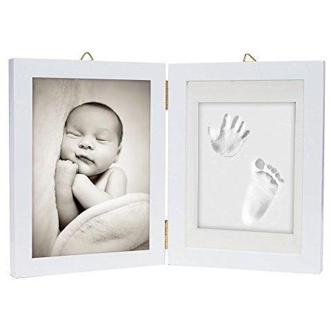 Bambino Mani E Piedi Kit Stampa Frame - Morbido Sicuro Imprint Argilla Per Stampaggio Con Una Cornice Di Legno Premium E Copertura Di Vetro Acrilico Di Alta Qualit - Ultimo Bambino Appena Nato Regalo - Foto 1
