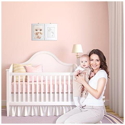 Bambino Mani E Piedi Kit Stampa Frame - Morbido Sicuro Imprint Argilla Per Stampaggio Con Una Cornice Di Legno Premium E Copertura Di Vetro Acrilico Di Alta Qualit - Ultimo Bambino Appena Nato Regalo - Foto 4