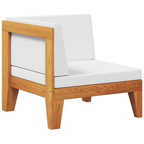 Divano Angolare Modulare Cuscini Bianco Crema Massello d'Acacia - Foto 1