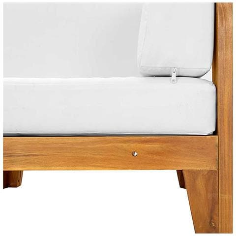 Divano Angolare Modulare Cuscini Bianco Crema Massello d'Acacia - Foto 7