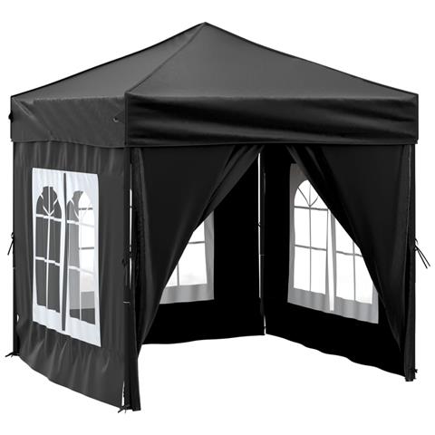 Tenda Per Feste Pieghevole Con Pareti Laterali Nero 2x2 M - Foto 1