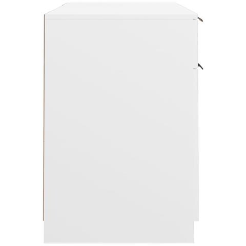 Scrivania Con Mobile Laterale Bianco In Legno Multistrato - Foto 2