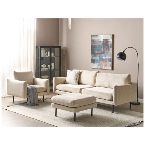 Set Da Salotto 5 Posti Vinterbro Velluto Beige Chiaro Con Ottomana - Foto 1
