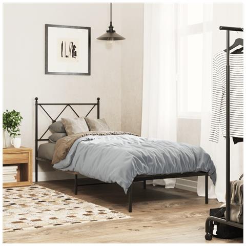 Giroletto Con Testiera In Metallo Nero 75x190 Cm - Foto 3