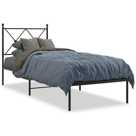 Giroletto Con Testiera In Metallo Nero 75x190 Cm - Foto 1