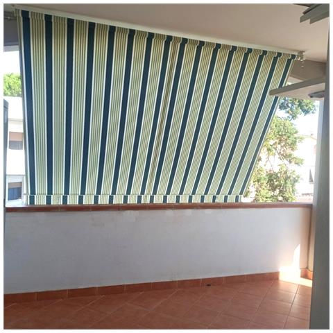 Tenda Da Balcone Para Sole A Caduta 300x250 Cm Verde E Crema A Righe Con Profili In Alluminio - Foto 4