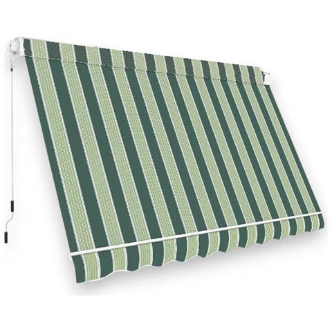 Tenda Da Balcone Para Sole A Caduta 300x250 Cm Verde E Crema A Righe Con Profili In Alluminio - Foto 1