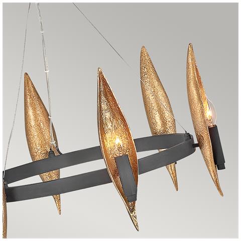 Lampadario Contemporaneo Willow Acciaio Nero Carbone Oro Deluxe Oro 6 Luci E14 - Foto 2