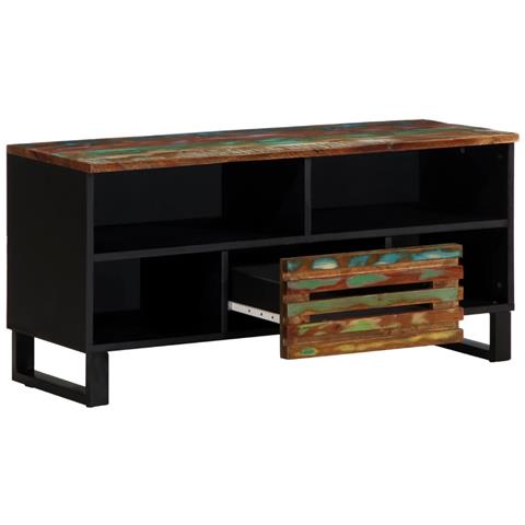 Mobile Porta Tv 100x34x46 Cm In Legno Massello Di Acacia - Foto 3