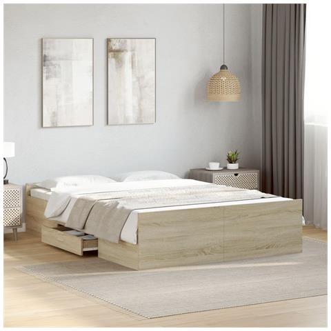 Giroletto Cassetti Rovere Sonoma 140x190 Cm Legno Multistrato - Foto 1