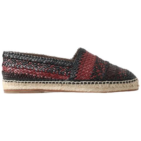 Scarpe Espadrillas In Pelle Di Bufalo Nero Bordeaux - Eu42/us9 - Foto 1