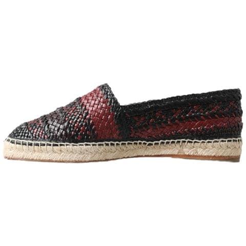 Scarpe Espadrillas In Pelle Di Bufalo Nero Bordeaux - Eu42/us9 - Foto 5
