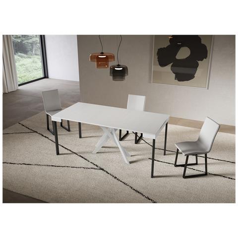 Consolle Allungabile 90x40/300 Cm Saki Evolution Bianco Frassino Telaio Bianco - Foto 2