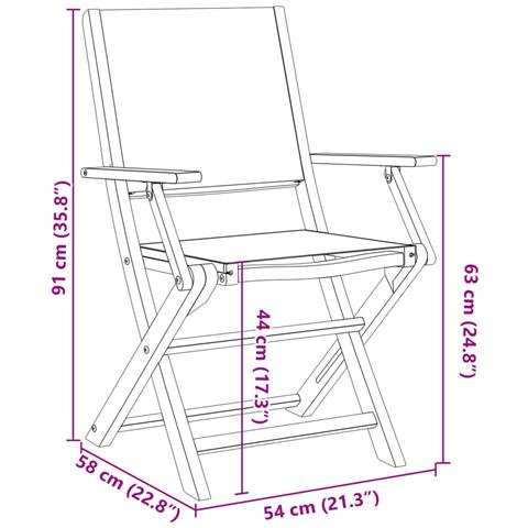 Sedie Giardino Pieghevoli 6pz Tortora Tessuto e Legno Massello - Foto 10