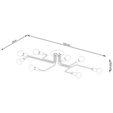 Lampadario Vector 8 Bianco Sl. 1444 - Industriale Lampade Da Soffitto Bianco 15.5x103x56 Cm - Foto 2