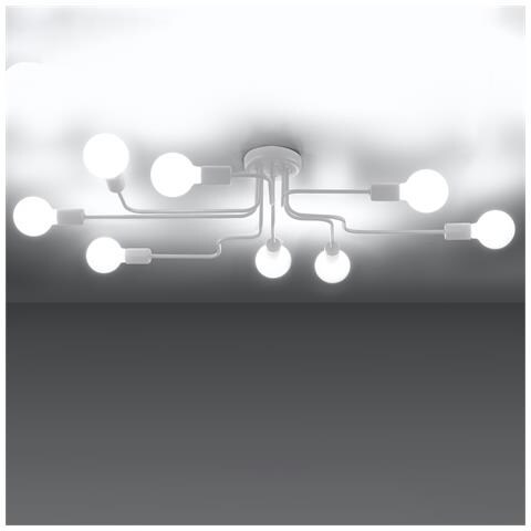 Lampadario Vector 8 Bianco Sl. 1444 - Industriale Lampade Da Soffitto Bianco 15.5x103x56 Cm - Foto 8