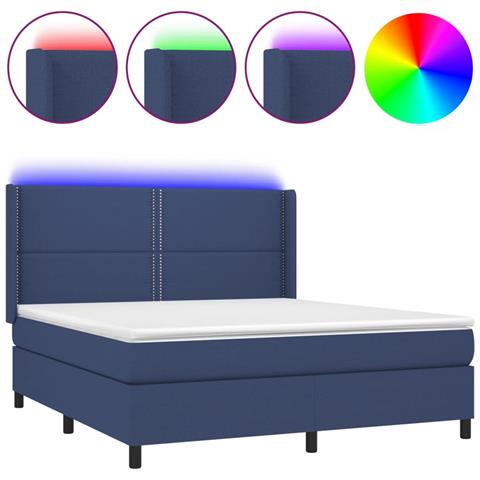 Letto a Molle con Materasso e LED Blu 180x200 cm in Tessuto - Foto 1