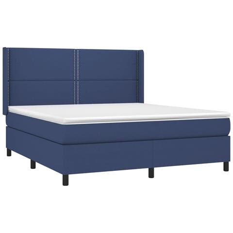 Letto a Molle con Materasso e LED Blu 180x200 cm in Tessuto - Foto 8