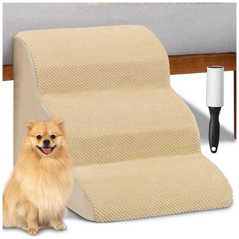 Scale Per Animali Domestici Per Cani E Gatti Di Piccola Taglia, Scale In Schiuma A 3 Gradini Con Rivestimento Rimovibile, Include Rullo Antipelucchi - Foto 1