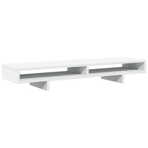 Supporto Per Monitor Bianco 100x27x15 Cm Legno Massello Di Pino - Foto 2