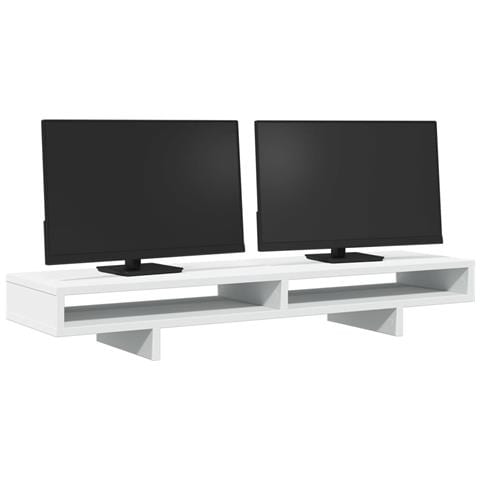 Supporto Per Monitor Bianco 100x27x15 Cm Legno Massello Di Pino - Foto 3
