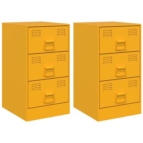 Comodini 2 Pz Giallo Senape 34,5x39x62 Cm In Acciaio - Foto 2