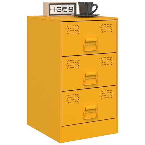 Comodini 2 Pz Giallo Senape 34,5x39x62 Cm In Acciaio - Foto 3
