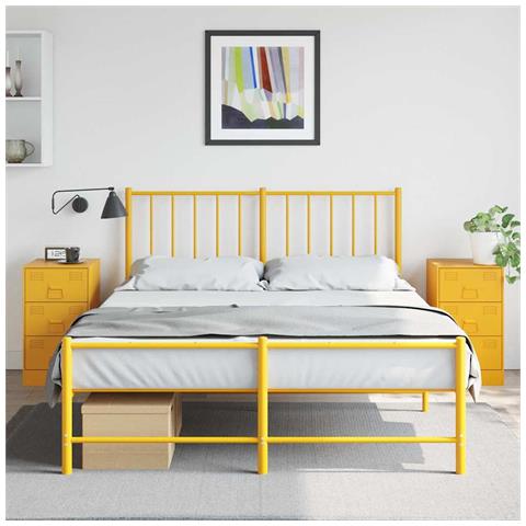 Comodini 2 Pz Giallo Senape 34,5x39x62 Cm In Acciaio - Foto 1