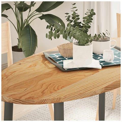 Piano Tavolo Marrone Chiaro 120x60x2cm In Rovere Massello Ovale - Foto 1