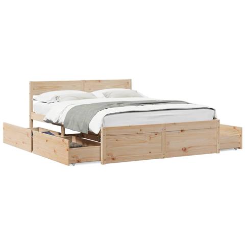 Letto Senza Materasso 150x200 Cm In Legno Massello Di Pino - Foto 2
