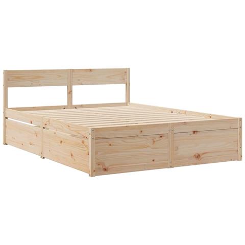 Letto Senza Materasso 150x200 Cm In Legno Massello Di Pino - Foto 3
