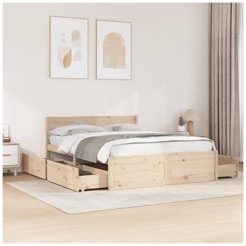 Letto Senza Materasso 150x200 Cm In Legno Massello Di Pino - Foto 1