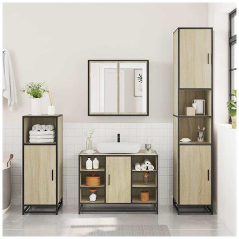 Mobile Lavabo Bagno Rovere Sonoma 60x30x60 Cm Legno Multistrato - Foto 3