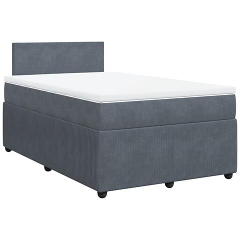 Giroletto A Molle Con Materasso Grigio Scuro 120x190 Cm Velluto - Foto 2