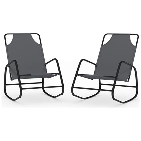 Lusso Casadino -  Lettini Prendisole A Dondolo 2 Pz In Acciaio E Textilene Grigio - Foto 1