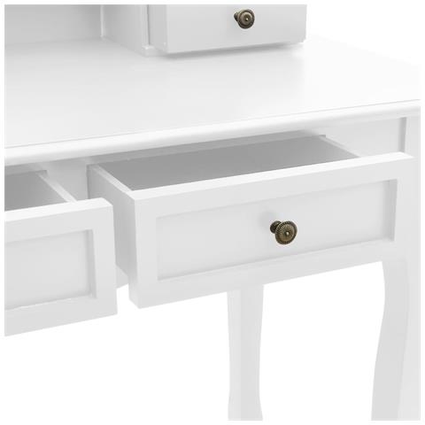 Tavolo Da Trucco E Sgabello Bianco 100x40x146cm Legno Paulownia - Foto 8