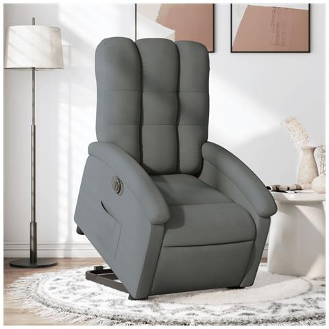 Lusso Casadino -  Poltrona Alzapersona Reclinabile Elettrica Grigio Scuro Tessuto - Foto 8