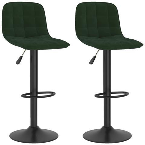 Lusso Casadino - Sgabelli Da Bar 2 Pz Verde Scuro In Velluto - Foto 1