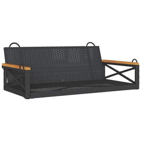 Panchina A Dondolo Nera 109x62x40 Cm In Polyrattan - Foto 1